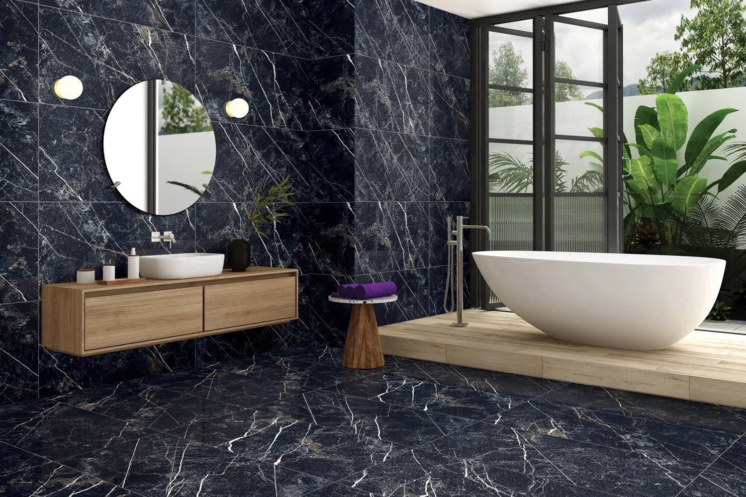 Керамогранит Obsidian Black Sparkle Dark 60х120 — фото 11